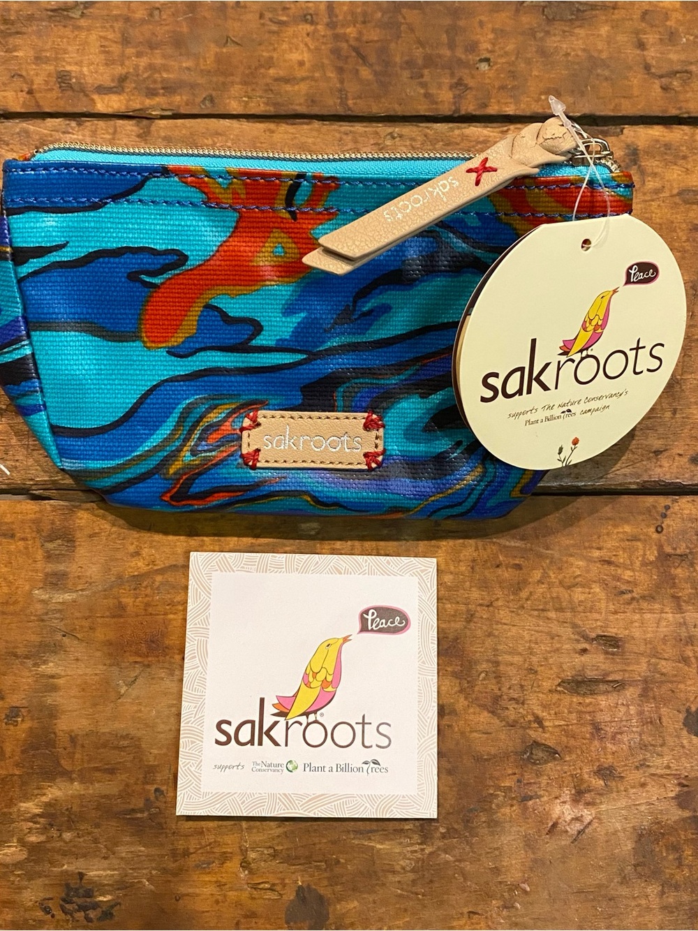 Sakroots Blue Multi Swirl Zipper Pouch